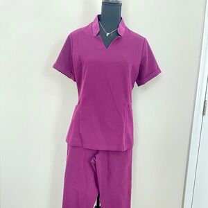 Figs Women's Deep Purple Inala Slim Scrub Top